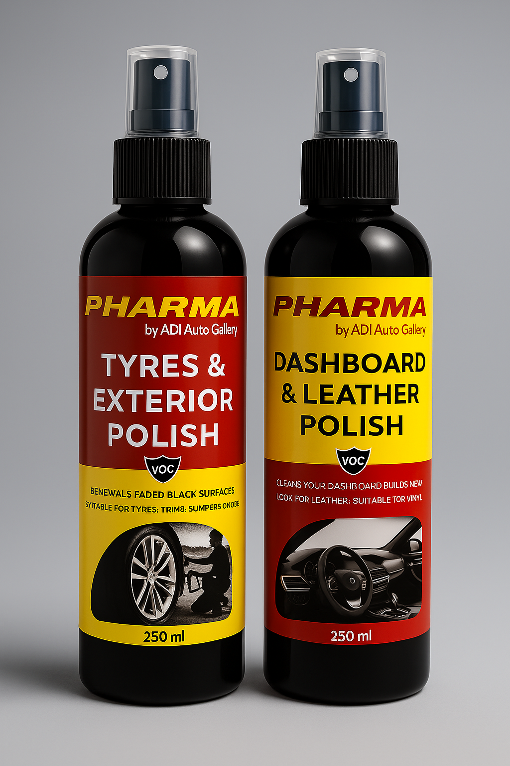 Ultimate Auto Shine Duo: Exterior Tyre/Trim Reviver + Interior Dashboard & Leather Protectant