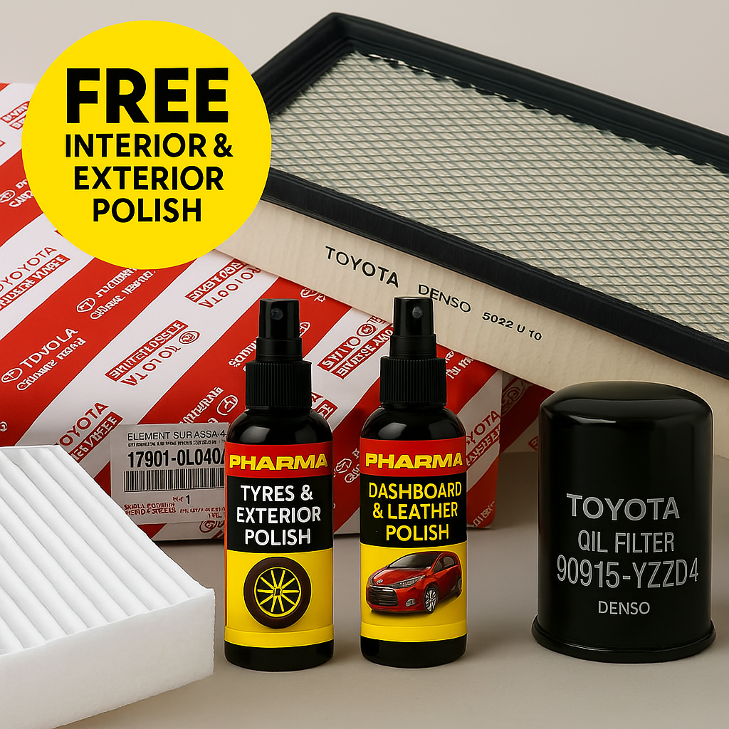Toyota Maintenance Package - Air, Oil & AC Filter (Free Interior & Exterior Polish)