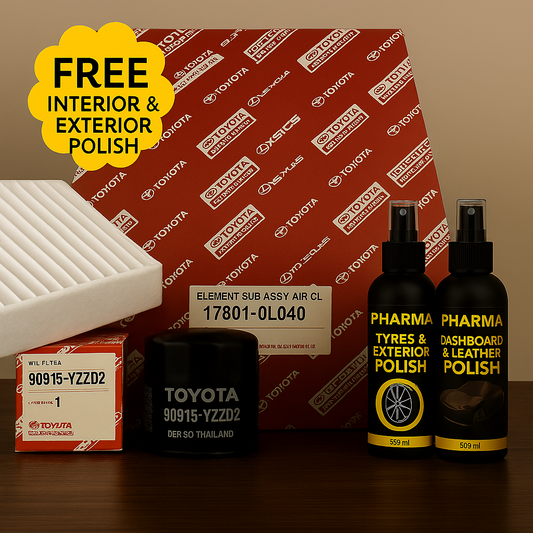 Imported Original Toyota Fortuner Air, Oil & Cabin Filter Bundle – Free Interior & Exterior Polish Included