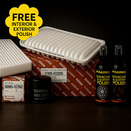 Imported Original Toyota Corolla GLI Air, Oil & Cabin Filter Bundle – Free Interior & Exterior Polish Included