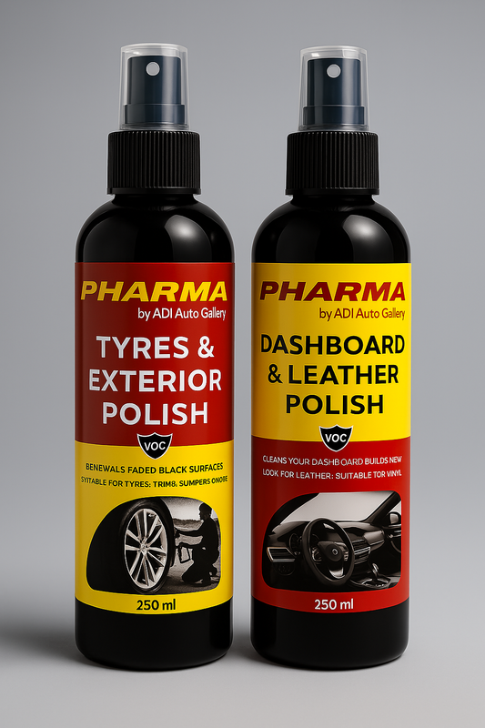 Ultimate Auto Shine Duo: Exterior Tyre/Trim Reviver + Interior Dashboard & Leather Protectant